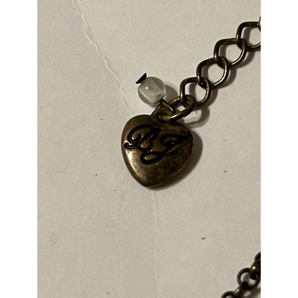 Betsey Johnson Paris Eiffel Tower Charm Necklace Bronze Tone Mixed Metal Heart - Picture 4 of 14